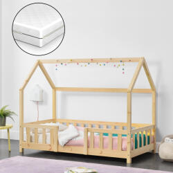 [en. casa] Pat casuta pentru copii din lemn 70x140 cm cu saltea, Sisimiut (71474512)