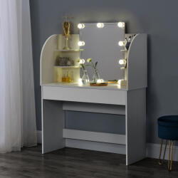 [en. casa] Masa de toaleta Köla cu oglinda si LED, alba, 108 x 40 cm (78107028)