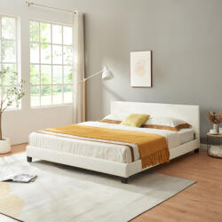 Corium Pat tapitat Albacete 160x200 cm alb din piele ecologica, cu somiera (46134689)