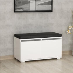 [en. casa] Banca pentru pantofi Brande cu 4 compartimente si sezut, 80 cm, alb (81201611)