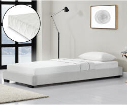 Corium Pat tapitat din piele ecologica Solingen 90x200 cm alb cu saltea (67666367)