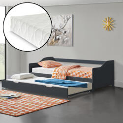 [en. casa] Pat extensibil Pederholm 90x200 cm cu 2 saltele, gri închis (65537499)