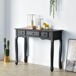 [en. casa] Consola pentru hol neagra cu 3 sertare, stil clasic, 100x35x78 cm (65251033)