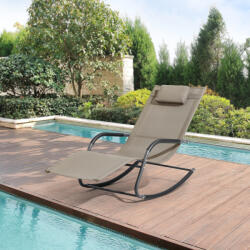 [en. casa] Sezlong balansoar Caracena bej cu perna, 147x63x89 cm, en. casa (74803526)