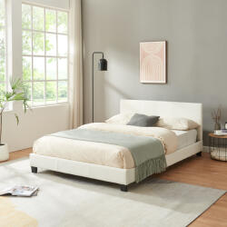 Corium Pat tapitat Albacete 140x200 cm alb din piele ecologica, cu somiera (43710146)
