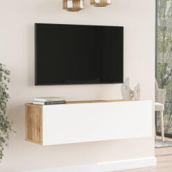 [en. casa] Comoda TV Lapinlahti 100 cm, stejar rustic si alb, cu usa (80983398)