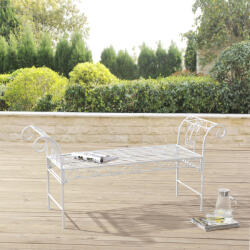 [en. casa] Banca de gradina din metal alb Cossila 147x46x70 cm (73694417)