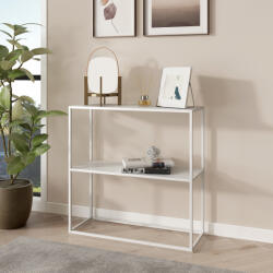 [en. casa] Masa consola Strömstad alb mat cu polita, 80x80x26 cm, [en. casa] (81608173)