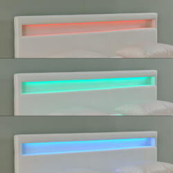 Corium Pat tapitat din piele ecologica Paris LED RGB cu saltea 180x200 cm alb (48986667)
