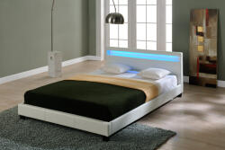 Corium Pat tapitat LED Paris 160x200 cm, alb, cu somiera inclusa (46193486)