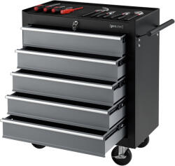 [pro. tec] Carucior pentru scule cu 5 sertare si 4 roti din otel, negru (77991589)