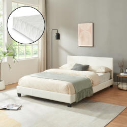 Corium Pat tapitat Albacete 140x200 cm alb, cu saltea inclusa (48982303)
