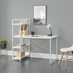 [en. casa] Birou alb cu raft Stavanger 120x60x122 cm, design modern (65862397)