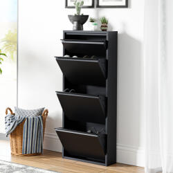 [en. casa] Pantofar metalic Sokndal cu 4 clapete, negru, pentru hol ingust (81823609) Pantofar