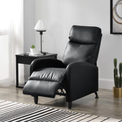 [en. casa] Fotoliu recliner Bregenz cu spatar reglabil, piele ecologica neagra (68050988)