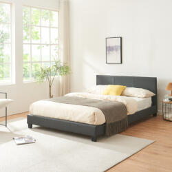 Corium Pat tapitat din piele ecologica Albacete 140x200 cm, gri închis (49619162)