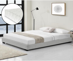 Corium Pat tapitat din piele ecologica alb 140x200 cm cu saltea (67666368)