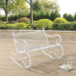 [en. casa] Banca balansoar de gradina Greenough din metal alb, stil rustic (73694423)
