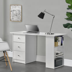 [en. casa] Birou alb Lemberg 120x50 cm cu 3 sertare si 3 rafturi (56817820)