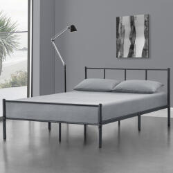 [en. casa] Pat metalic Laos 120x200 cm gri închis cu somiera inclusa (69703532)