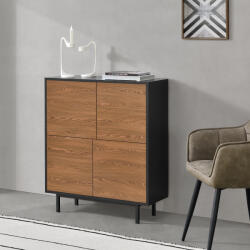 [en. casa] Dulap auxiliar Gnosjö cu 4 usi, negru si aspect lemn închis, 80x30x93 cm (76973408) Comoda