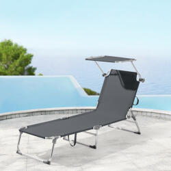 [en. casa] Sezlong pliabil din aluminiu cu copertina Legorreta, gri închis (76477071)