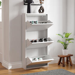 [en. casa] Pantofar metalic alb Sokndal cu 3 clapete, pentru 6 perechi (81823607) Pantofar