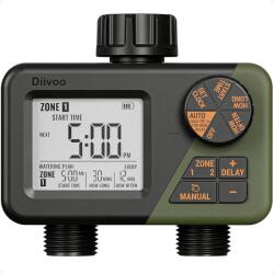 Diivoo Programator automat pentru irigare Diivoo DI-WT21M-EUGN, 2 zone, IPX5, functie Rain Delay (DI-WT21M-EUGN)