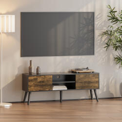 [en. casa] Comoda TV Eskilstuna cu 2 usi si 2 rafturi, negru si lemn închis (73649700)