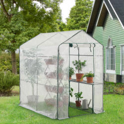 [en. casa] Sera de gradina Oosterhout cu rafturi 120x186x190 cm, transparenta (79259078)