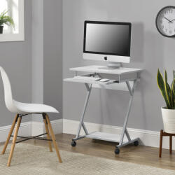 [en. casa] Birou mobil alb Gent 60x40x75 cm cu suport tastatura si raft (57909593)