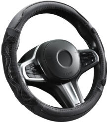 Autolife Genuine Leather Valódi bőr kormányvédő 38cm fekete-szürke DW-5002GRAY (00948) - akcio-shop