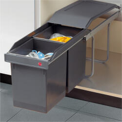 Hailo Hulladékgyűjtő szemetes 300 mm, 2x15 literes, sötétszürke, részleges kihúzású (3650101)