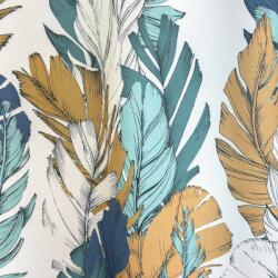 FüggönyFutár Webáruház Tahiti - Türkiz-barna tollpihe mintás dimout függöny, egyedi méretre, készre varrjuk