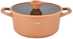 Zass Gourmet Oala cu Capac de Sticla Zass Gourmet ZG-ACS 14 Capacitate 4.2L din Aluminiu Turnat sub Presiune si Acoperire Ceramica 24CM Terracotta (ZG-ACS 14 TERRACOTTA)