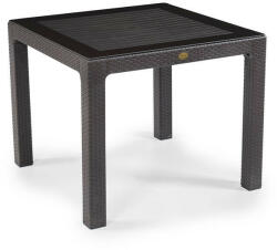 Iris GF-820BR ORIGINAL barna műanyag kerti asztal rattan üveglappal 90x90cm
