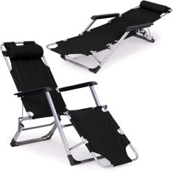 ModernHOME 2in1 Napozóágy, kertiszék, összecsukható - Fekete (ZRL010F BLACK)