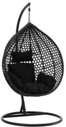  Fekete színű technorattan függőfotel, fekte színű párnával (FAT4828)