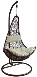  Rattan fekete függőfotel fehér ülőpárnával (FAT1136)