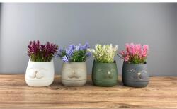 Iris E5767 decorare cap de pisică cu flori artificiale în ghiveci 9x14cm (E5767)