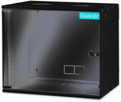 Spacer 9U SPCW-9U-BK 19 hüvelykes fali szekrény, szétszerelve, max. 100 kg terhelés, fekete