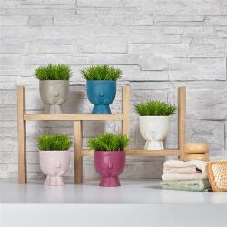 Iris E5738 decor în formă de cap cu flori artificiale în ghiveci 9x14cm (E5738)