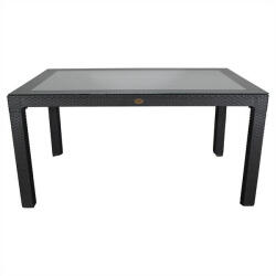 Iris GF-220A ECO antracit műanyag kerti asztal rattan üveglappal 90x150cm