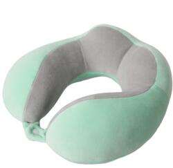 Cyrax utazópárna, nyakra akasztható, pamutból készült, 4 kényelmes púpos kialakítás, utazási kiegészítő, irodai, autós, tűzőrendszeres, zöld (125854)