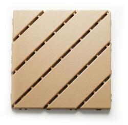  40 db-os NEXTLY moduláris PVC parketta típusú teraszlap készlet, 30x30 cm, kattintós rendszer, fa utánzat, 2 cm vastagság, 3.6 nm fedés, vízelvezető rendszer, időjárásálló, világosbarna