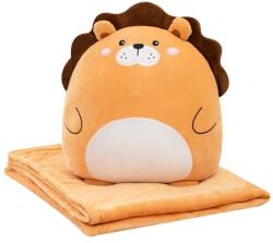 Cyrax 2 az 1-ben takaró ágyra vagy kanapéra, Cyrax, oroszlános játékminta tárolóhellyel, mikroszálas, 1x1, 7 m, barna (133432)