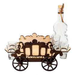 Z-tools Shot Pohár készlet, Hegedű alakos üveggel, Állványon, Kocsimodell, EXT 6094, 6 db, Románia (EXT6094)