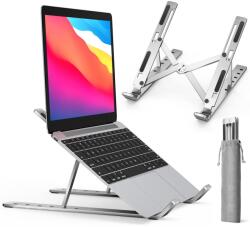  Laptop állvány, laptoptartó számítógépes táblagép állvány, 6 fokozatú alumínium összecsukható hordozható asztali állvány 10-15, 6" MacBook, iPad, HP, Dell, Lenovo (alumínium) készülékhez (ERM076)