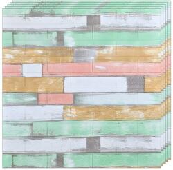 Teno 10x 3D téglatapéta Teno®, téglamintás, lefedettség 5, 25 nm, öntapadós, vízálló, könnyen felszerelhető, modern dizájn, 70x75 cm, narancssárga/zöld (TENO1805)