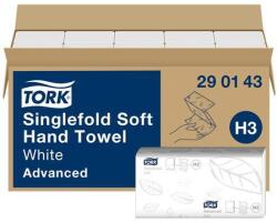 Tork Kéztörlő, Z hajtás, 2 rétegű, 250 lap, H3 rendszer, Advanced, TORK Singlefold, fehér 15db/karton (290143)